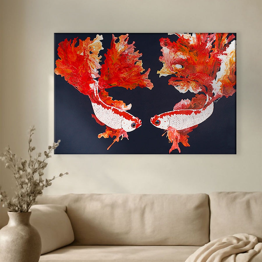 Betta Pair on Navy by Carol Perry
