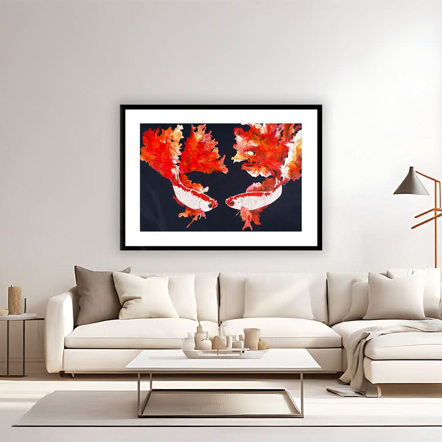 Betta Pair on Navy by Carol Perry