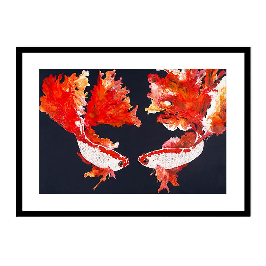 Betta Pair on Navy by Carol Perry