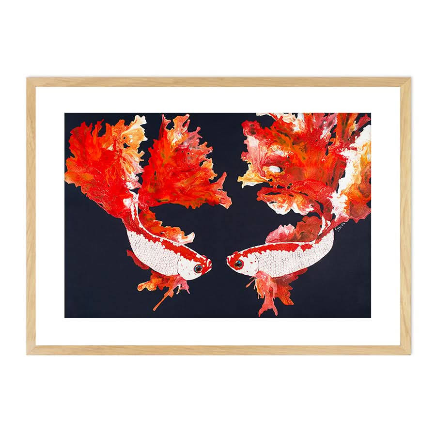 Betta Pair on Navy by Carol Perry