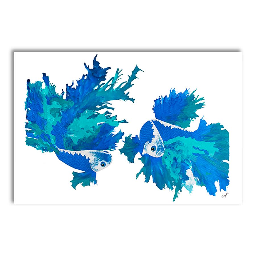 Blue Betta Pair by Carol Perry