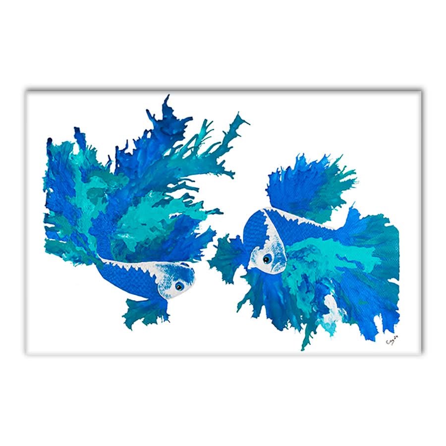Blue Betta Pair by Carol Perry