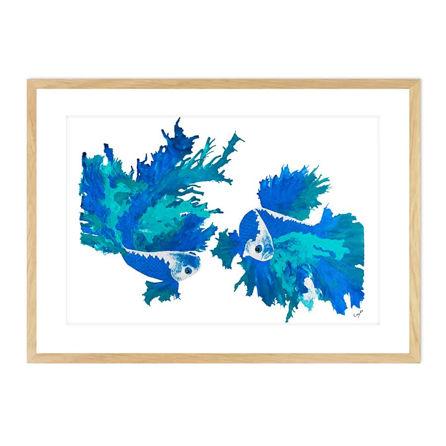 Blue Betta Pair by Carol Perry