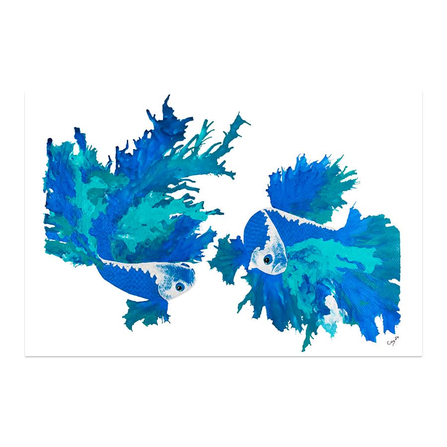 Blue Betta Pair by Carol Perry