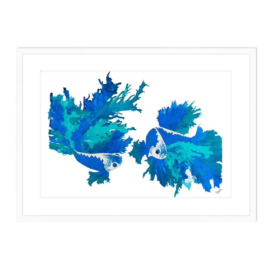 Blue Betta Pair by Carol Perry