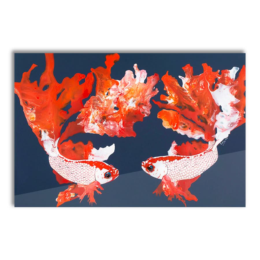 Betta Pair on Blue Lighter by Carol Perry