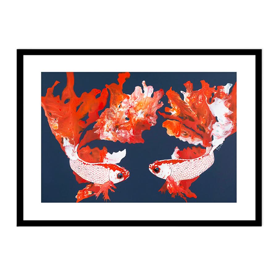 Betta Pair on Blue Lighter by Carol Perry