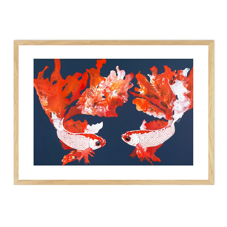 Betta Pair on Blue Lighter by Carol Perry
