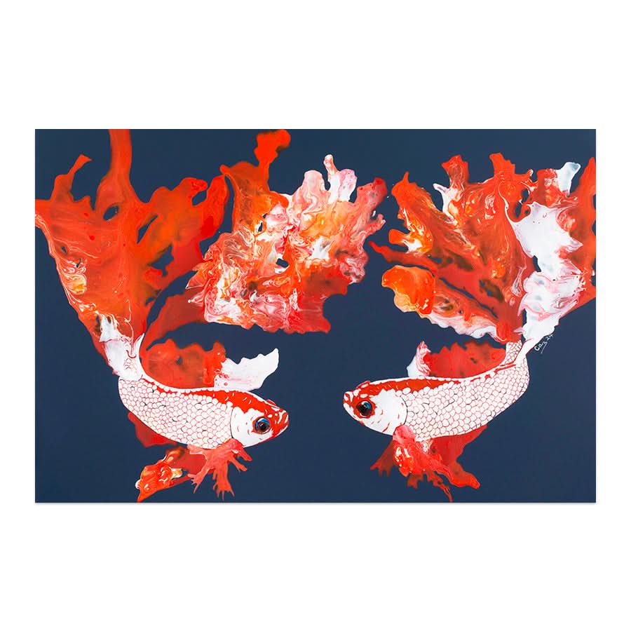 Betta Pair on Blue Lighter by Carol Perry
