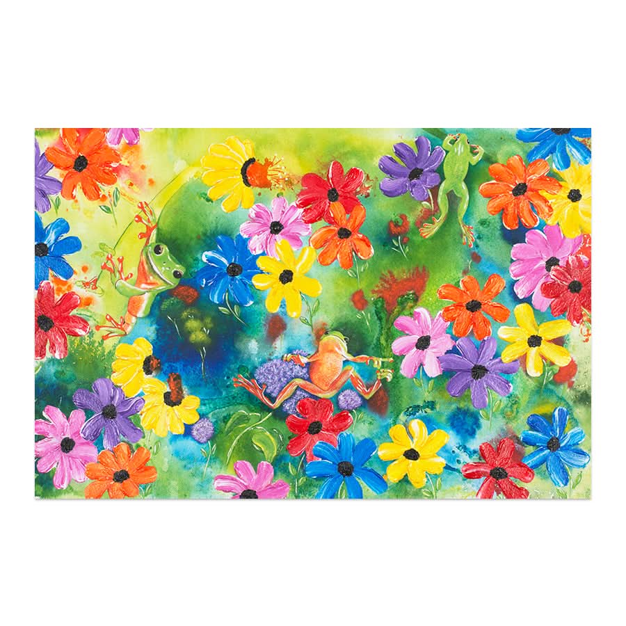Frogs in Flower Field by Carol Perry