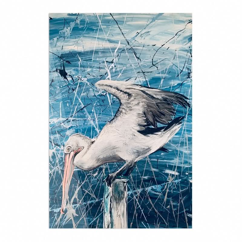 Pelican Waiting For Lunch by Louisa-Jane