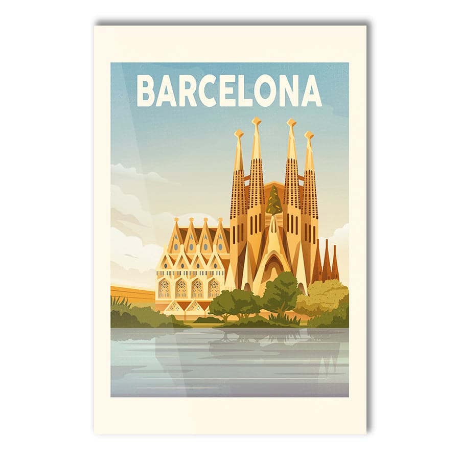 Barcelona Travel Print by Retrodrome