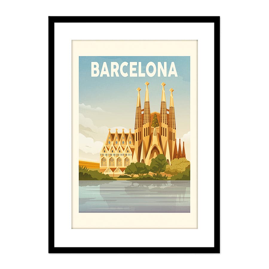 Barcelona Travel Print by Retrodrome