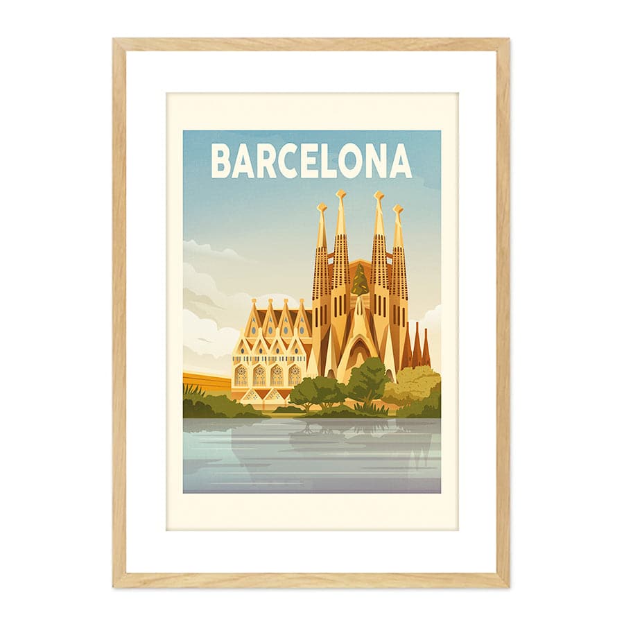 Barcelona Travel Print by Retrodrome