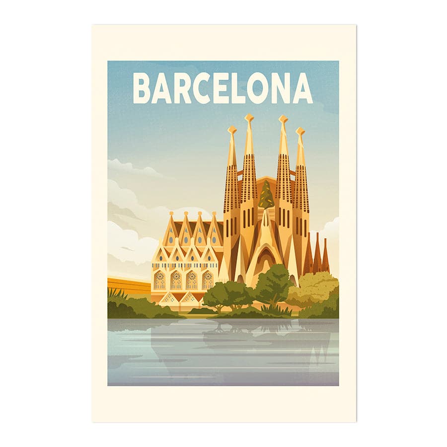 Barcelona Travel Print by Retrodrome