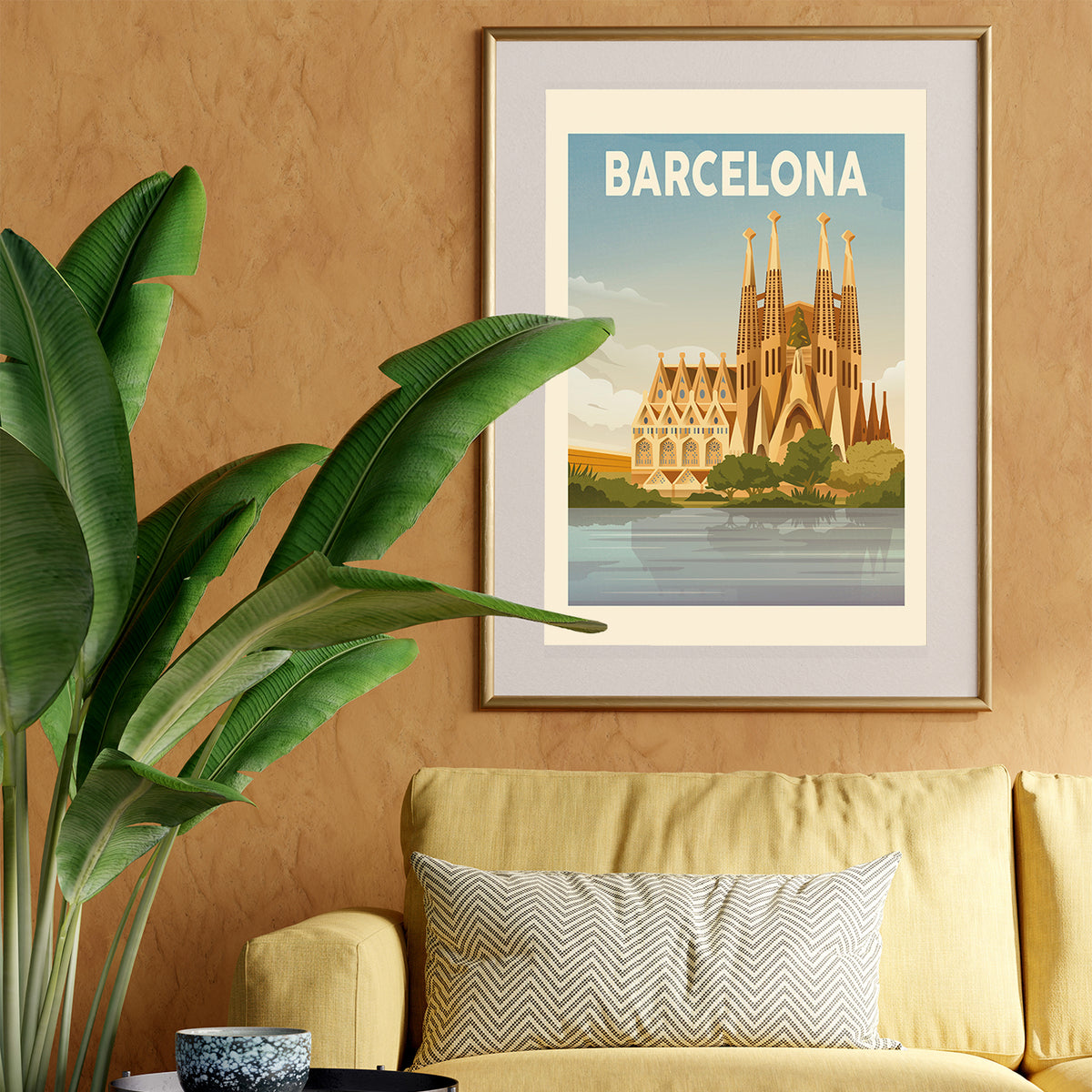 Barcelona Travel Print by Retrodrome
