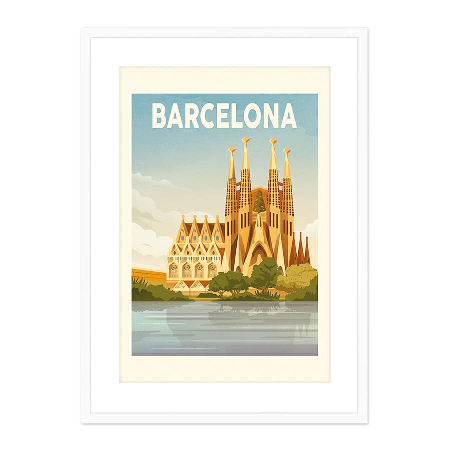 Barcelona Travel Print by Retrodrome