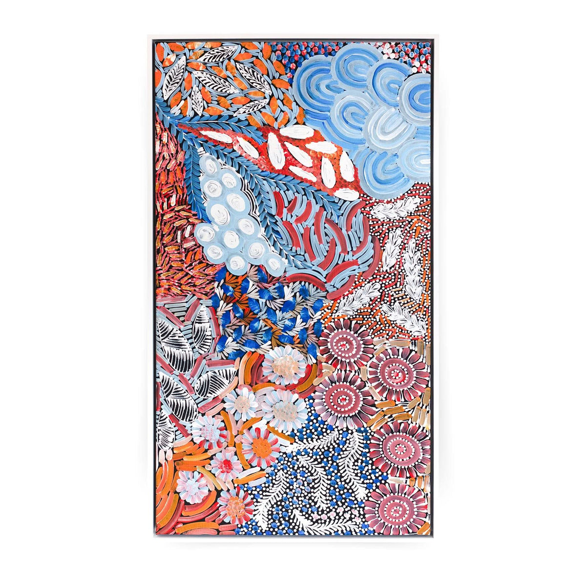 Alpar (Rat-Tail Plant) by Karen Bird Ngale - 54cm x 99cm Framed Original Aboriginal Painting