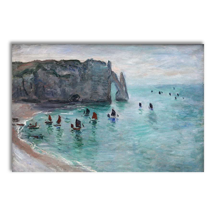 Étretat, The Gateway to Aval: Fishing Boats Leaving the Port by Claude Monet