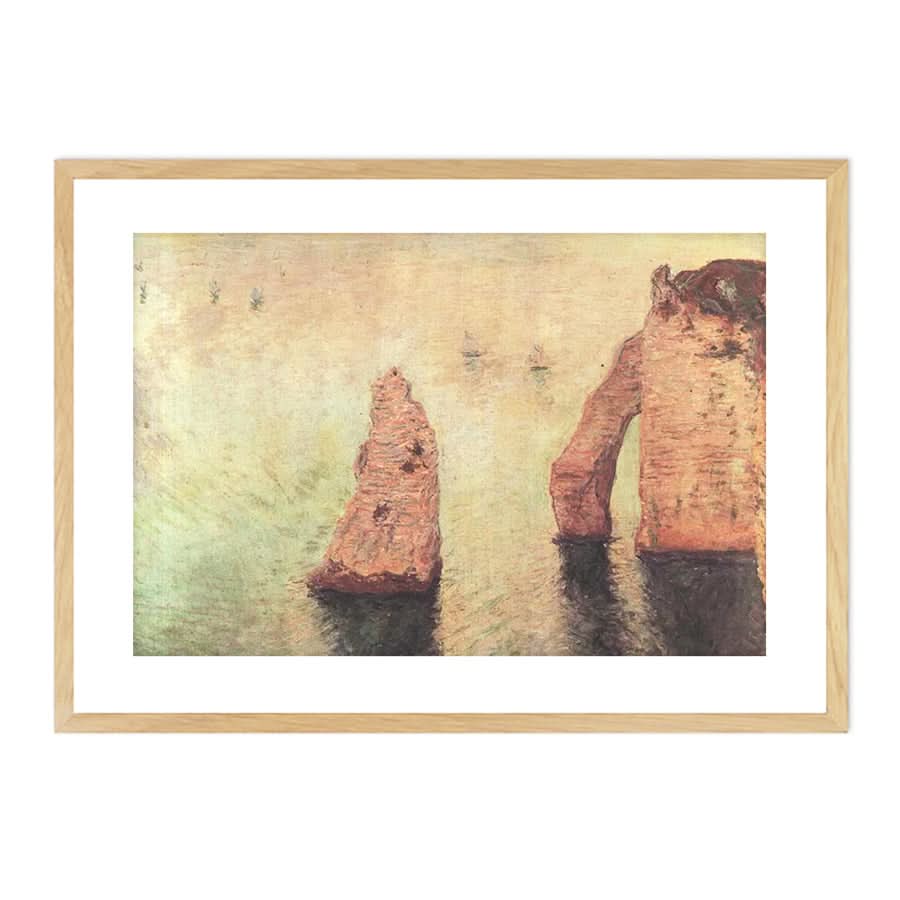 Sailboats behind the needle at Eretat by Claude Monet