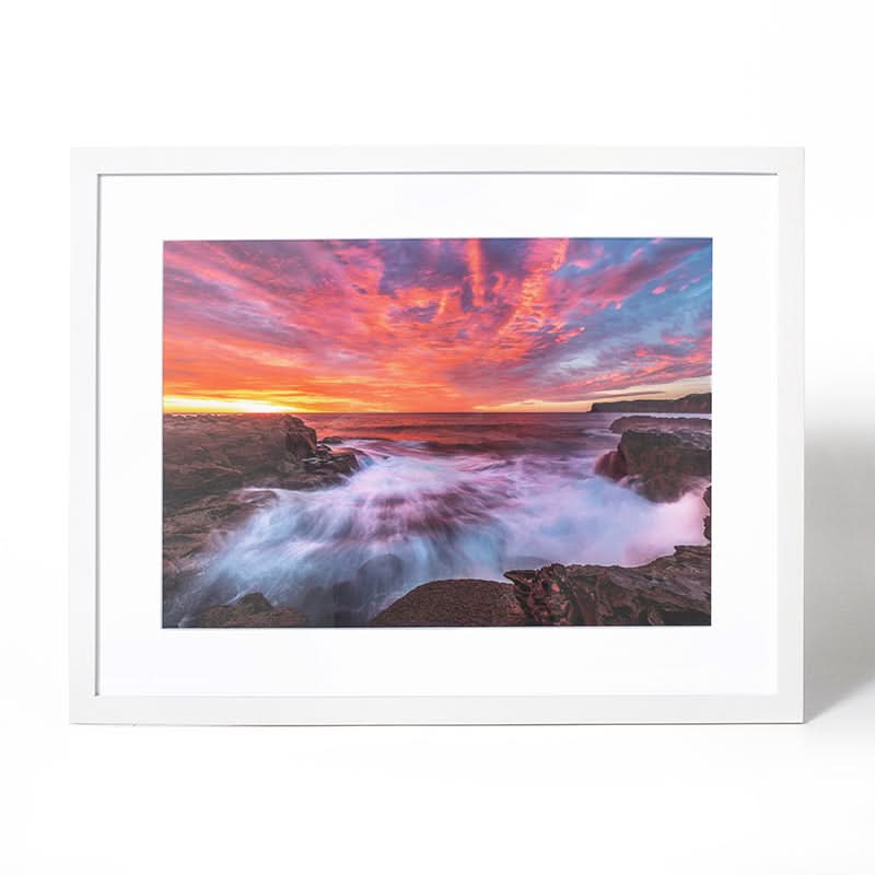 North Avoca Pastel Sunrise by Jeremy Royston (Fine Art Print with White Frame)
