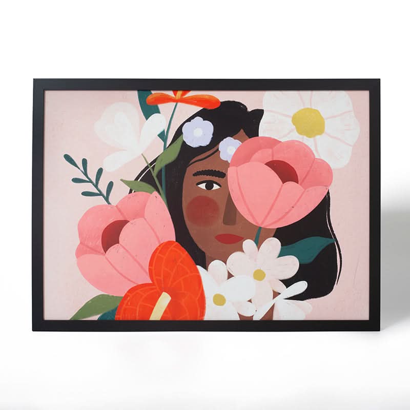 Flower Lady by Bea Muller (Canvas Print with Black Box Frame)