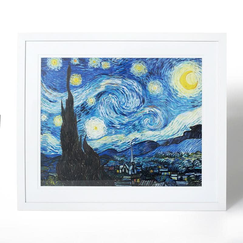 Starry Night by Vincent Van Gogh (Fine Art Print with White Frame)