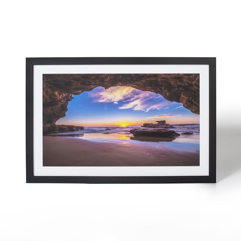 Caves Beach Sunrise by Cameron Cooke (Fine Art Print with Black Frame)