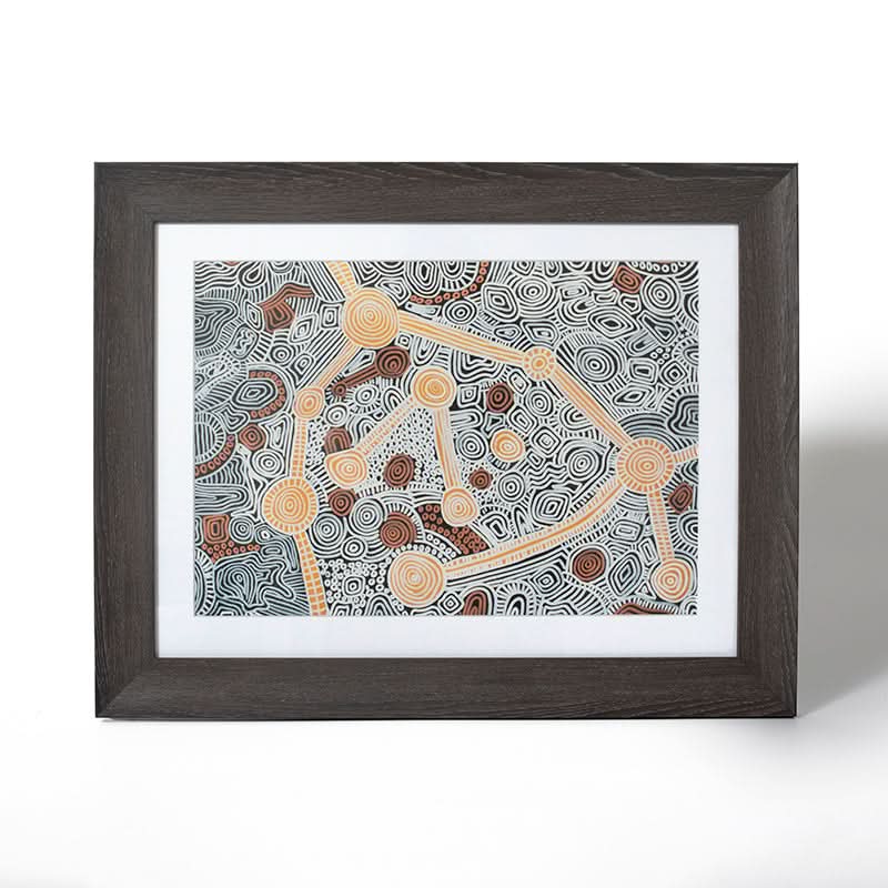 Ngurradhi by Maddy Hope-Hodgetts (Fine Art Print with Brown Frame)