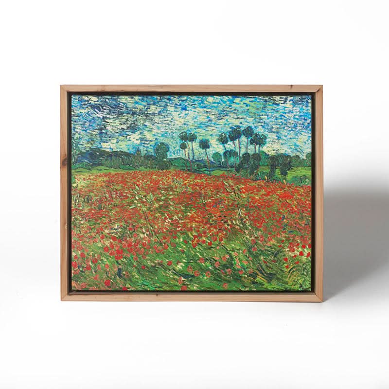 Poppy Field by Vincent Van Gogh (Canvas Print with Oak Float Frame)