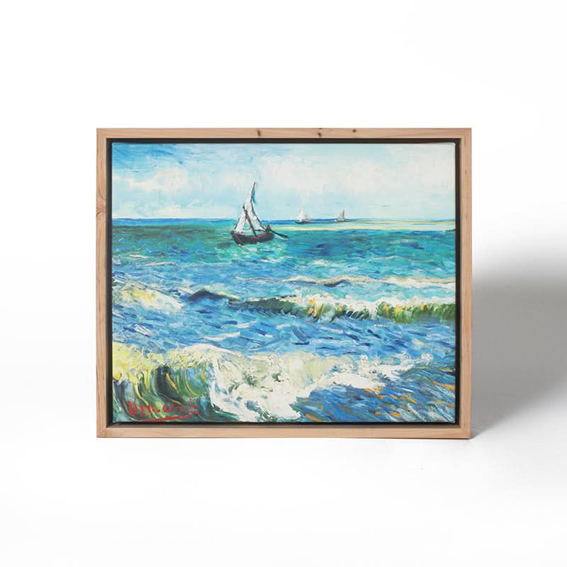 The Sea at Les Sainted Maries de la Mer by Vincent Van Gogh (Canvas Print with Oak Float Frame)