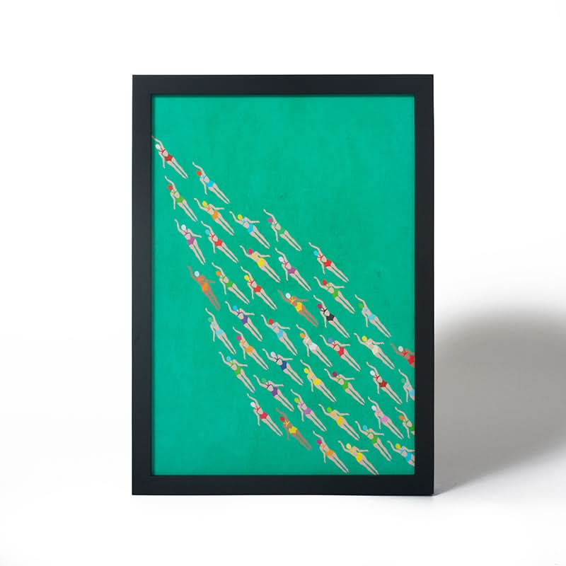 Racing Swimmers by John Downer (Canvas Print with Black Box Frame)