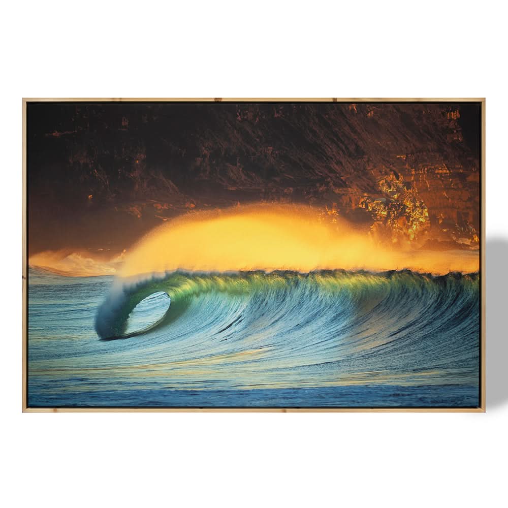 Avoca Beach Surf by Stuart McAndrew (Canvas Print with Oak Float Frame)