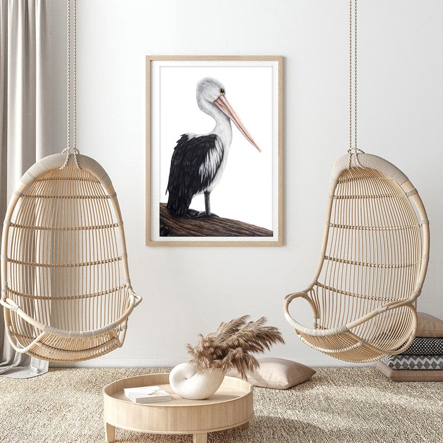 Pelican on Log by Mollie Lennon